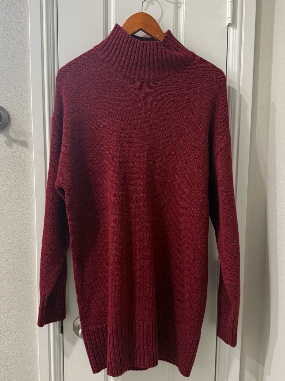 Zenana Cozy Sweater Dress Wine Burgundy Size Large NWT